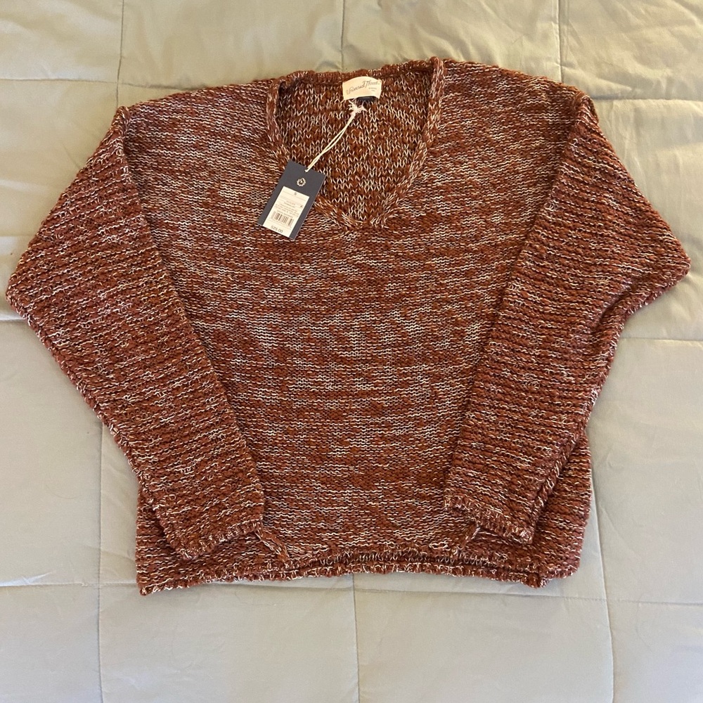 Universal Thread Burnt Orange Knit V-Neck Sweater, Women’s size S